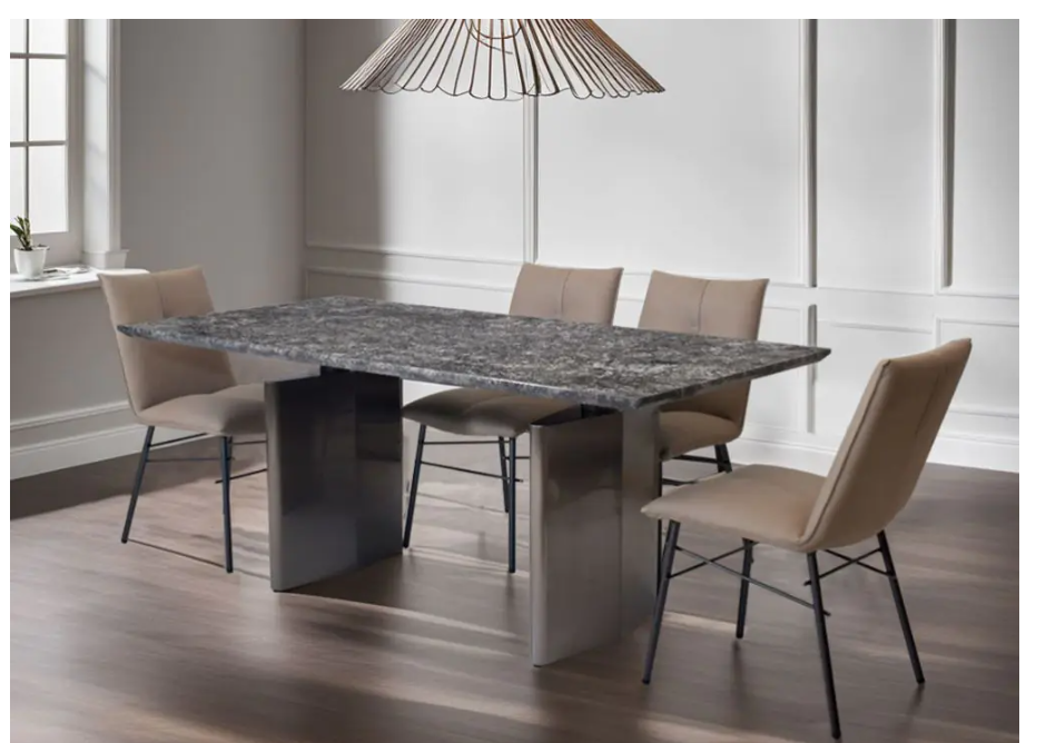 Comida 6 & 8 Seater Marble Dining Table with Rowena Leatherette Dining chair